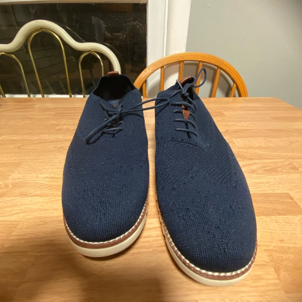 Cole Haan Navy Knit Derby Shoes